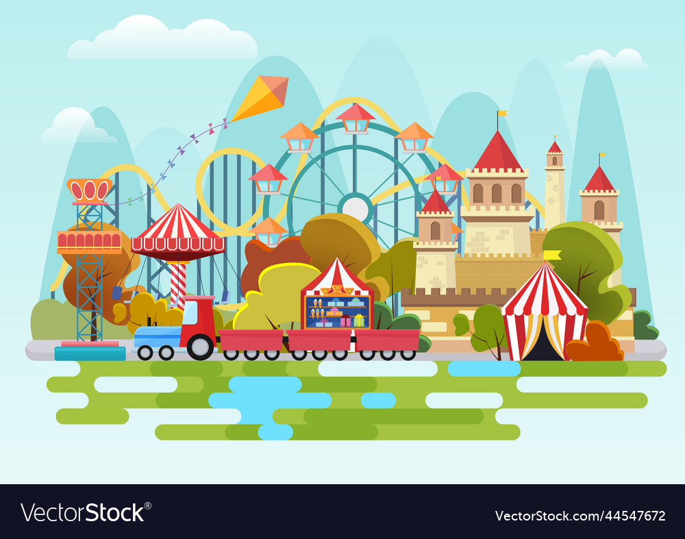 Amusement park banner concept Royalty Free Vector Image