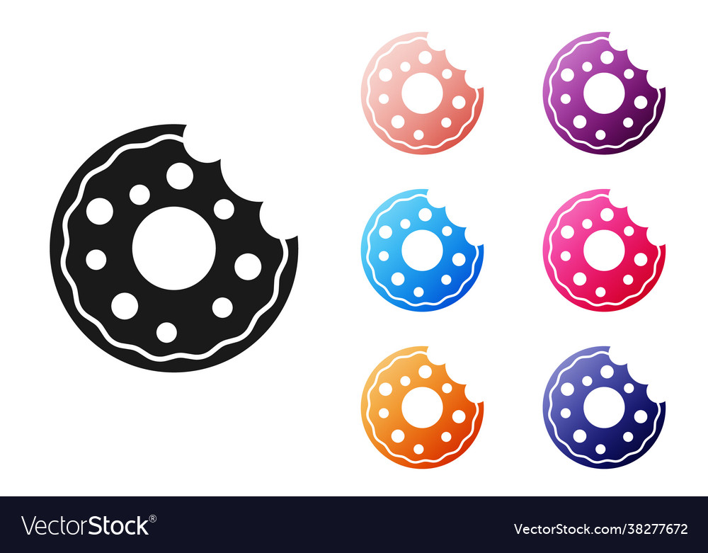 Black donut with sweet glaze icon isolated