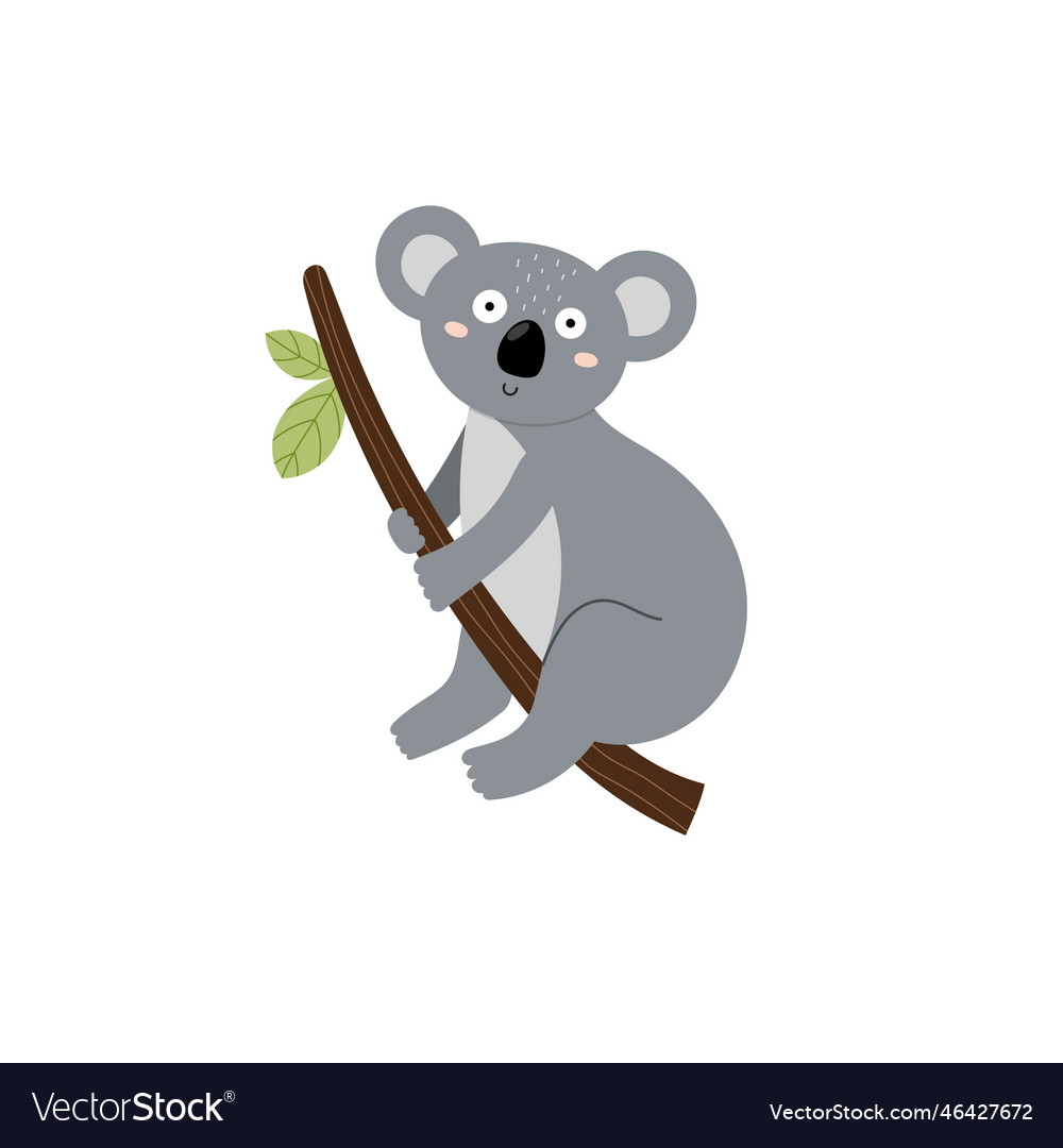 Cute koala on the brunch in cartoon style Vector Image