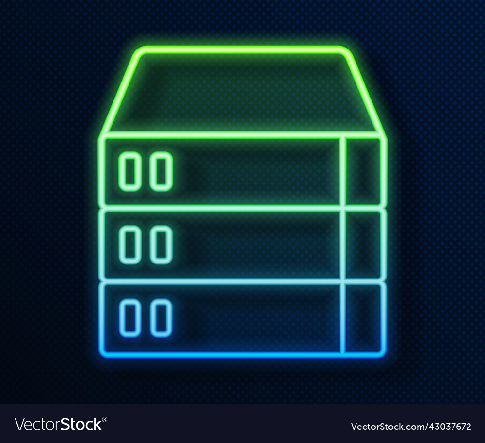 Glowing neon line server data web hosting icon vector image Glowing neon line server data web hosting icon