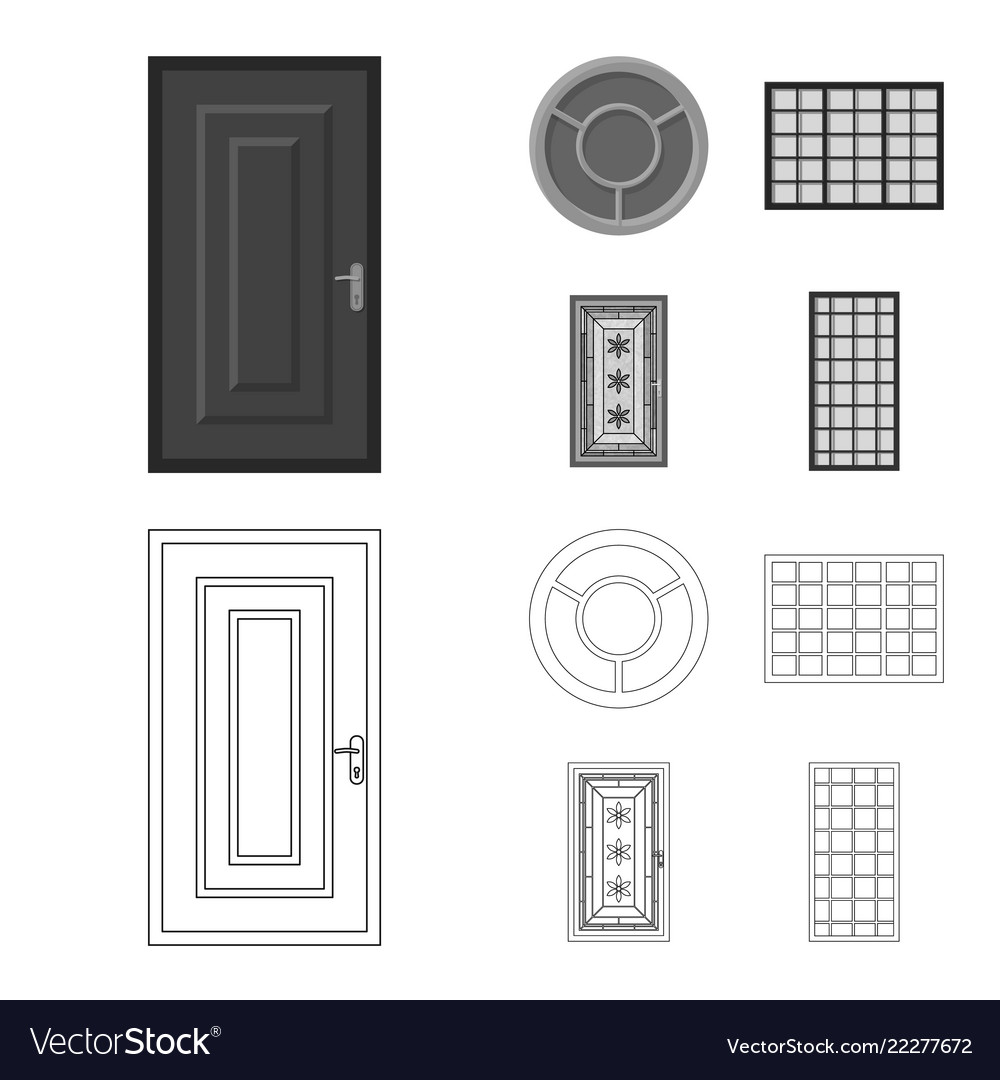 Isolated object of door and front sign collection