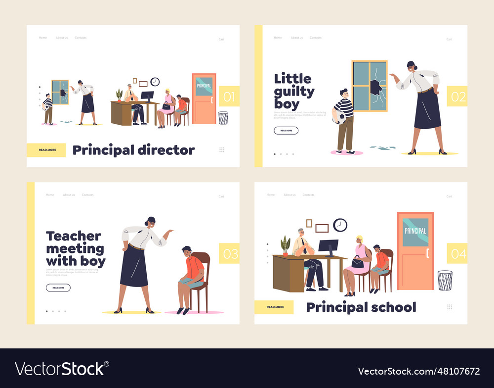 Meeting with teacher and principal in school Vector Image