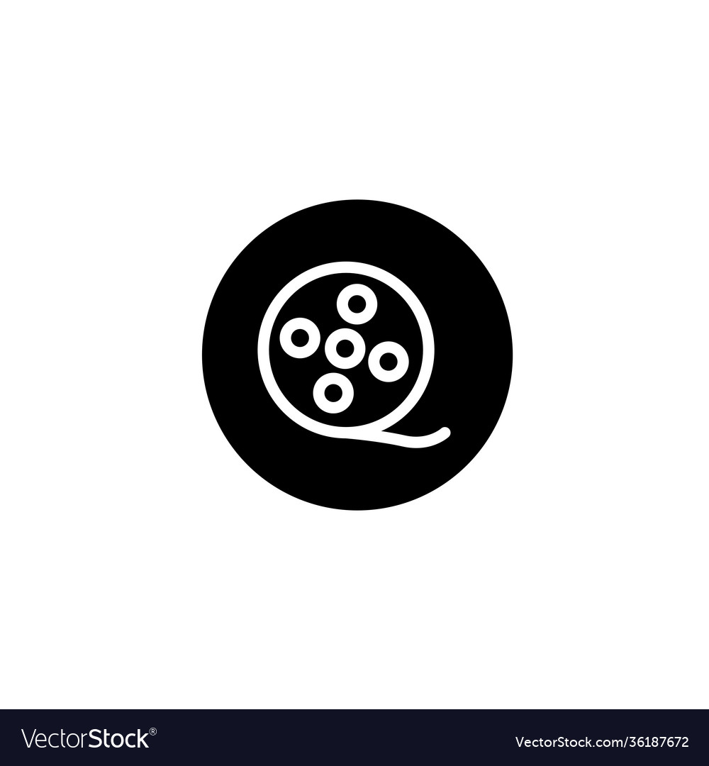 Movie player icon in black round style icon pixel Vector Image