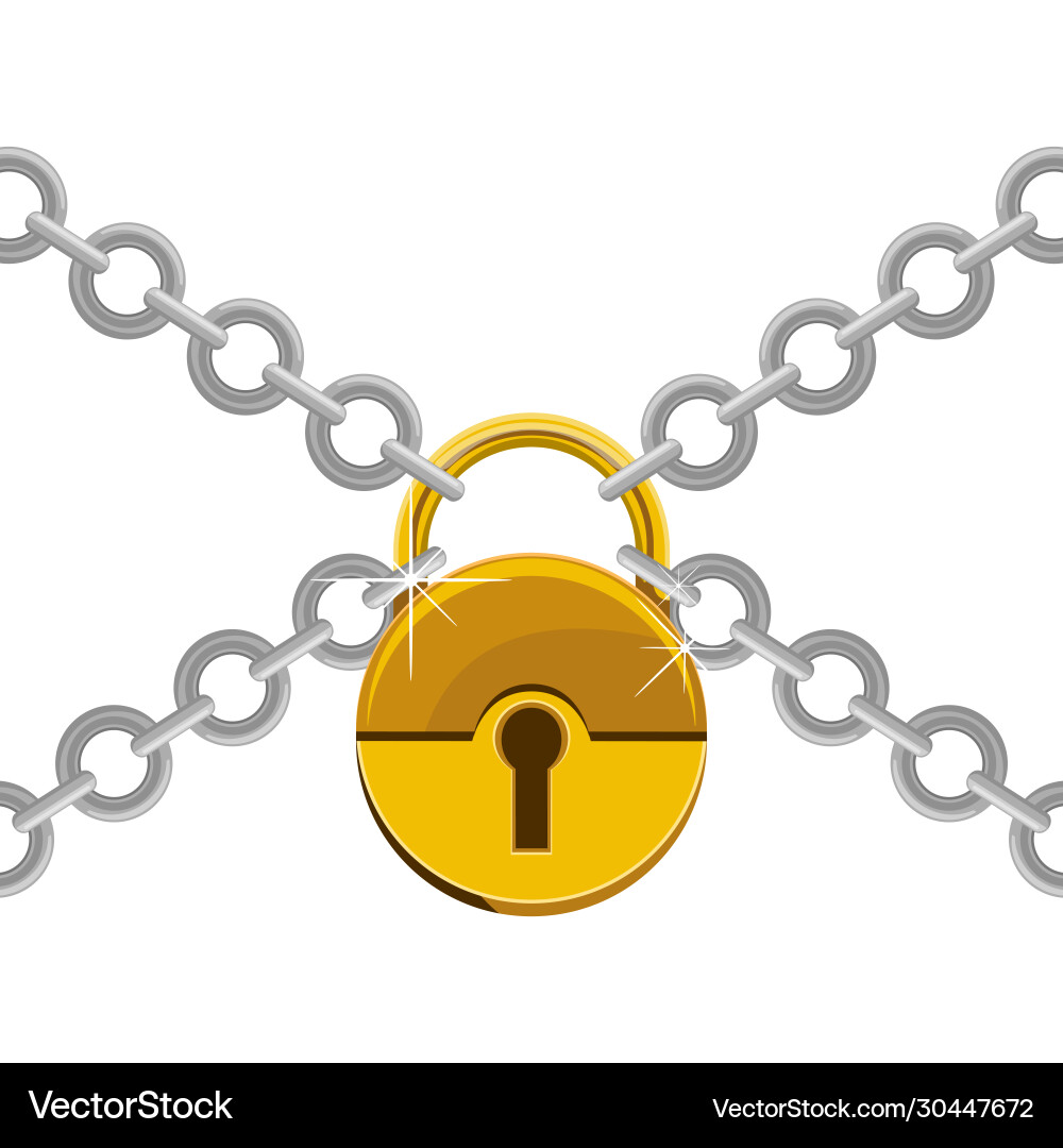 Padlock with chain Royalty Free Vector Image - VectorStock