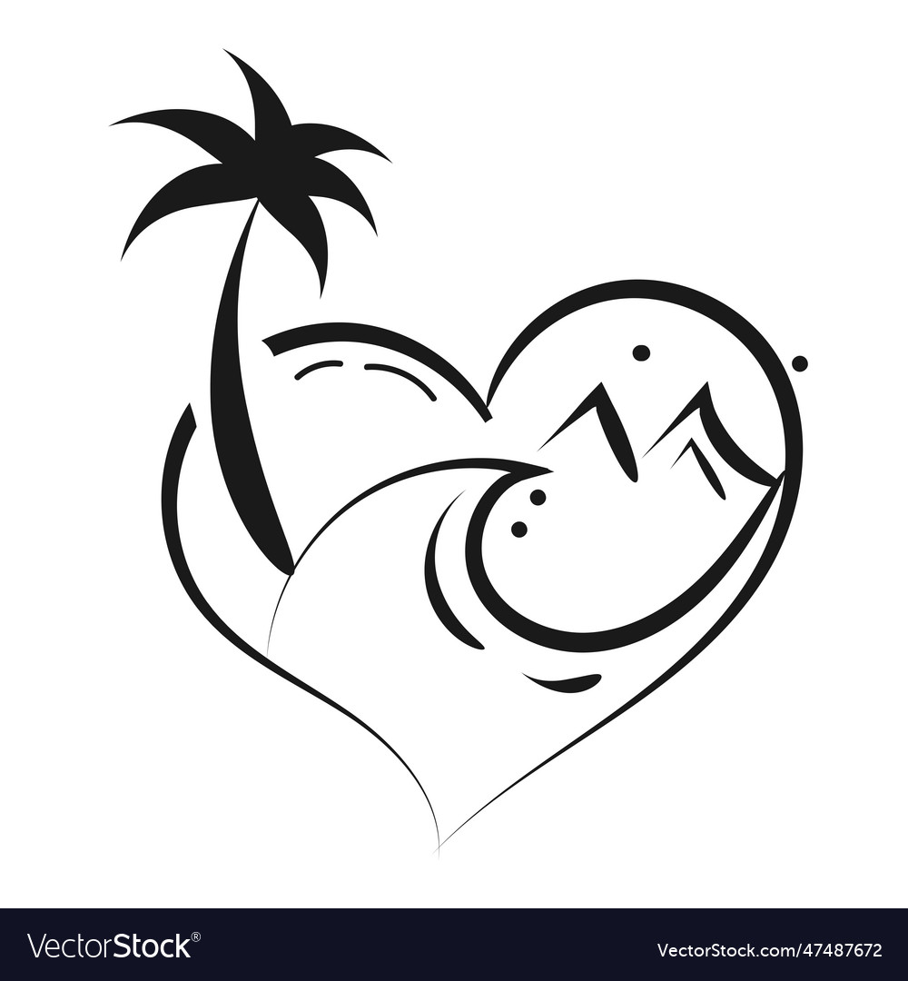 Palm tree line drawing for print vector image Palm tree line drawing for print