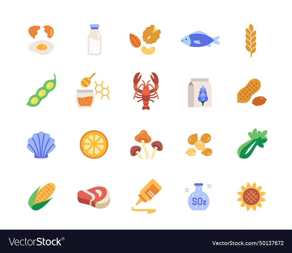 Set of colorful allergens icons