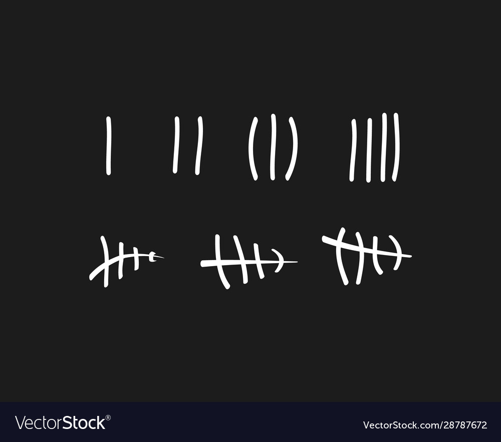 Tally marks on wall isolated counting vector image Tally marks on wall isolated counting