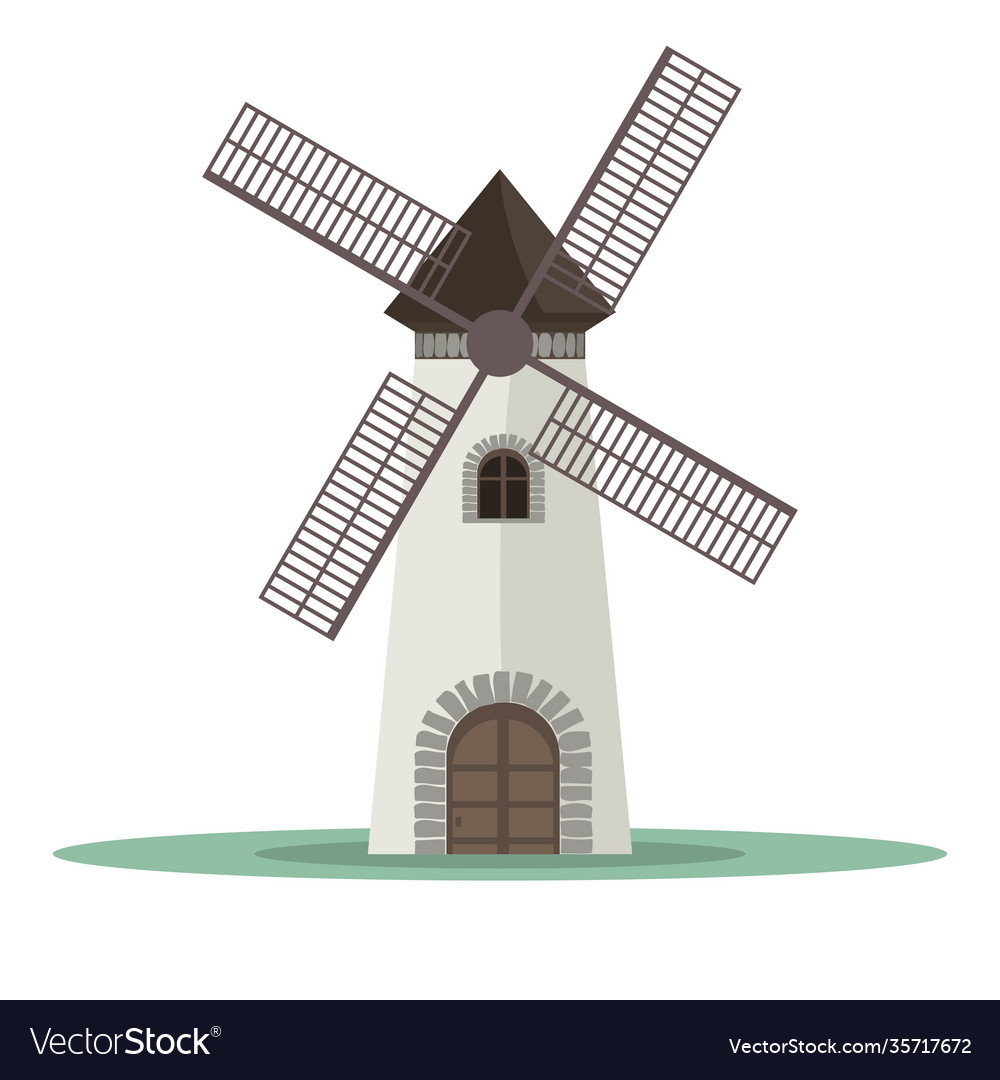 Traditional old windmill building flat and solid