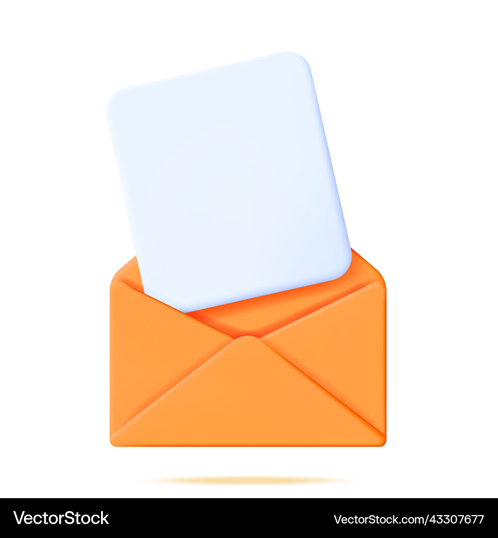 3d document sheet in yellow envelope Royalty Free Vector