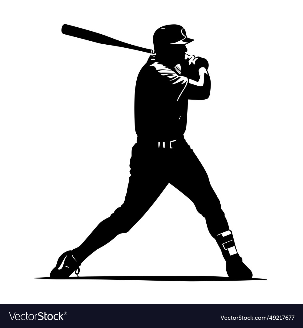 Baseball Player Black Icon On White Background Vector Image