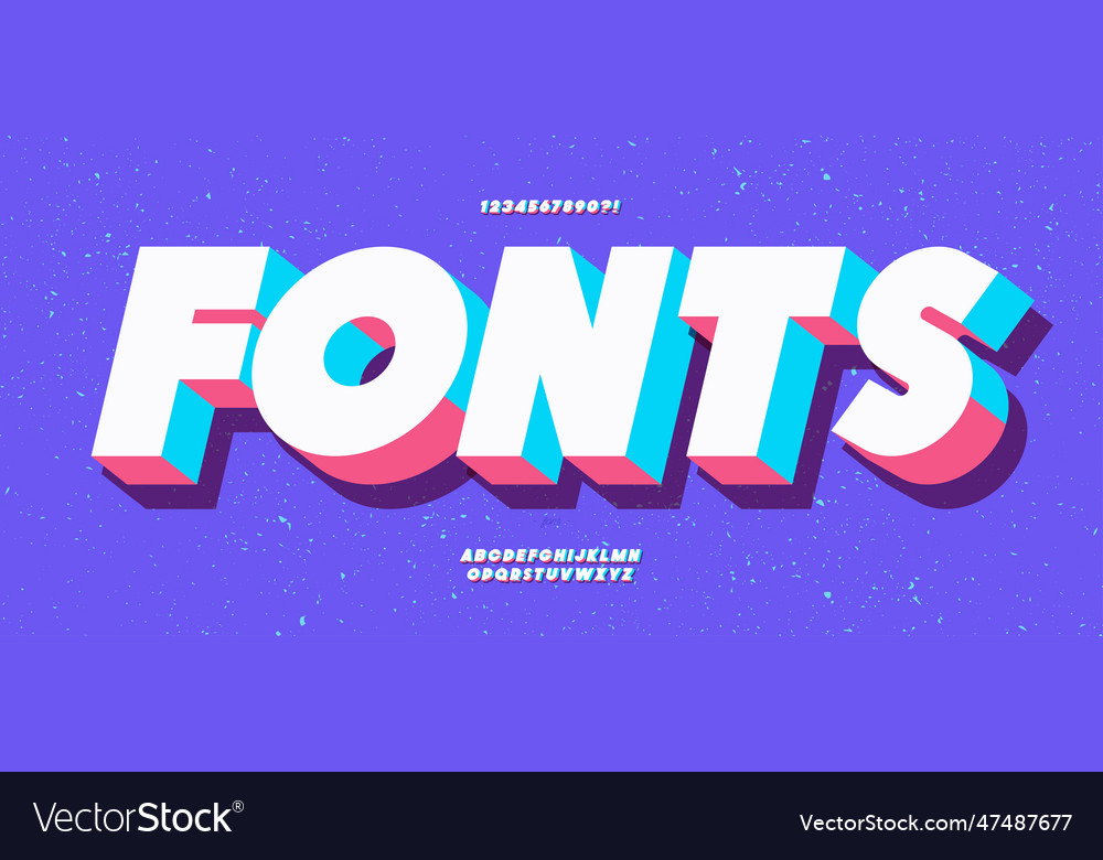 Schriftarten alphabet 3d kühne Farbe Stil vector image Schriftarten alphabet 3d kühne Farbe Stil