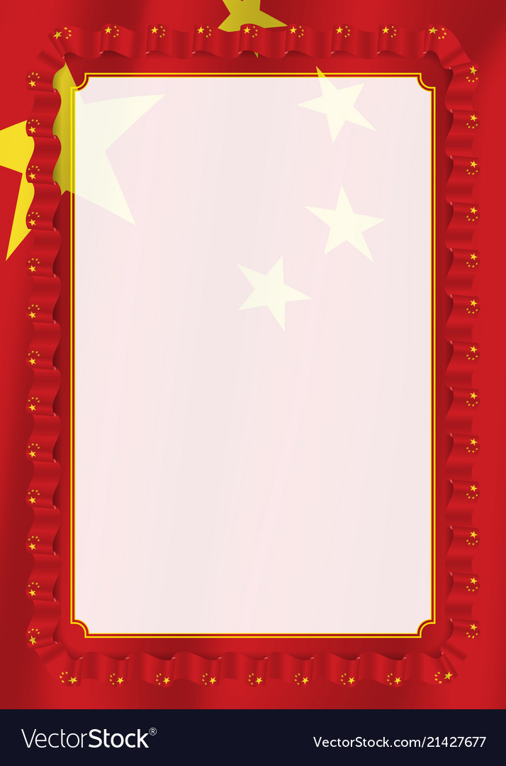 Frame and border of ribbon with china flag Vector Image