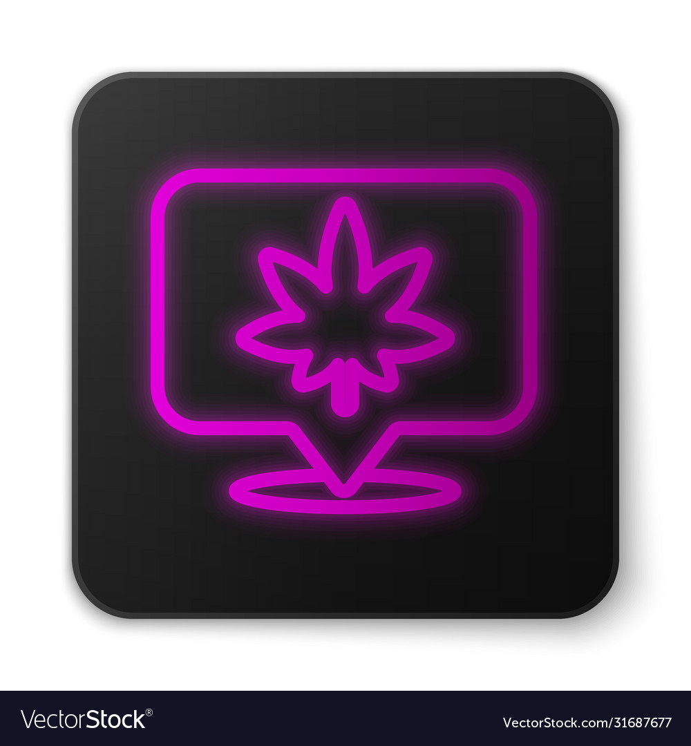 Glowing neon line map pointer and marijuana