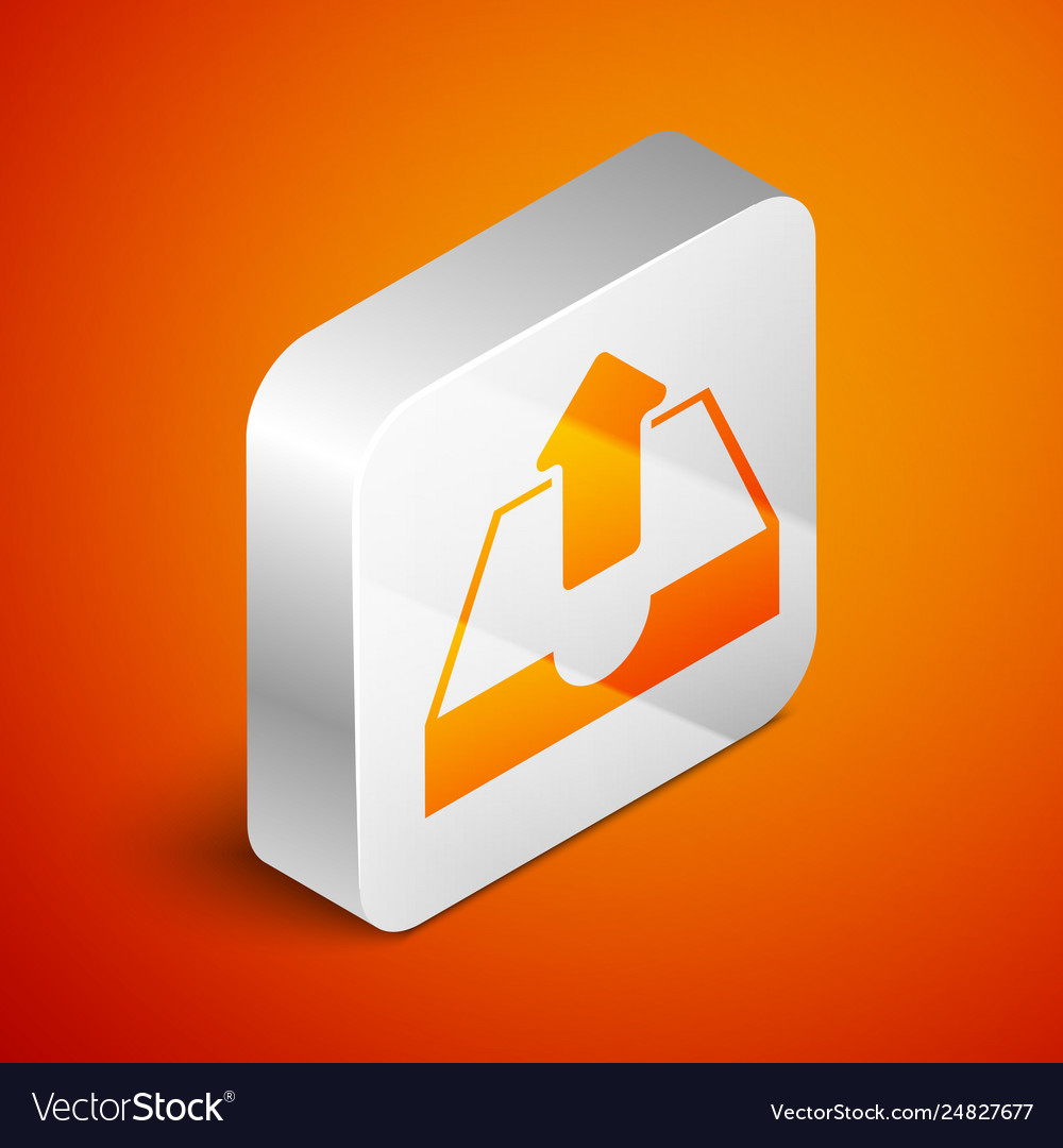 Isometric upload inbox icon isolated on orange vector image Isometric upload inbox icon isolated on orange
