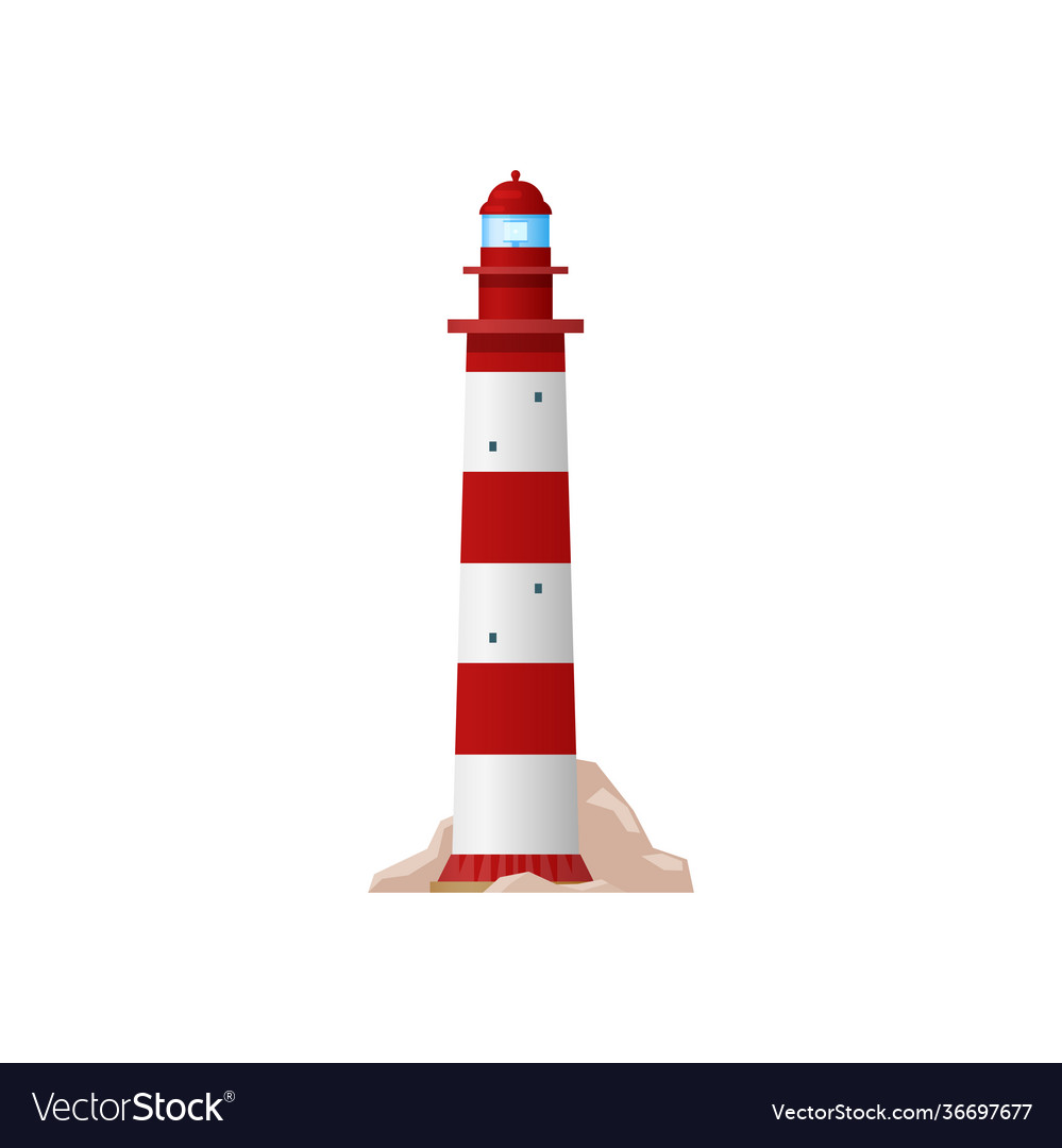 Lighthouse beacon tower searchlight building icon vector image Lighthouse beacon tower searchlight building icon
