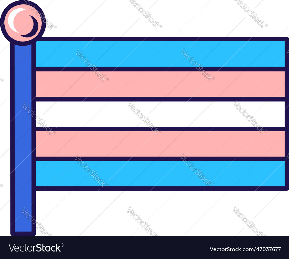 Outline flagpole flag transgender pride