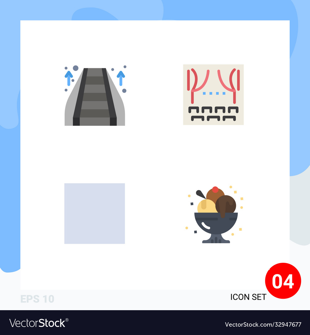 Set 4 flat icons on grid for escalator view