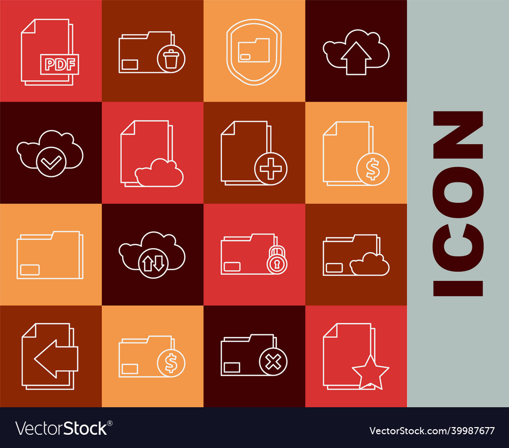 Set line document with star cloud storage text vector image Set line document with star cloud storage text