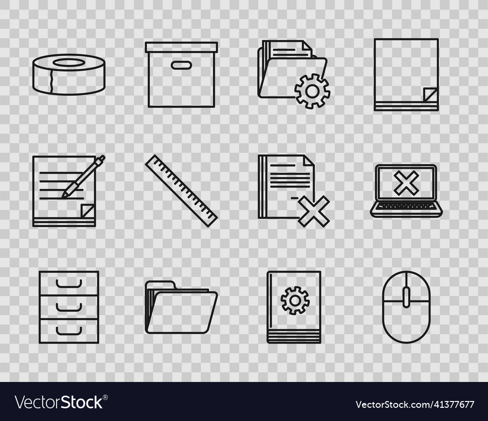 Set line drawer with documents computer mouse