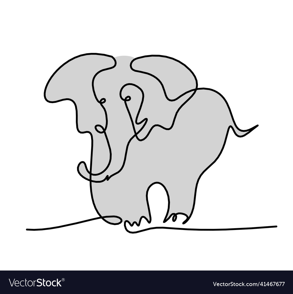 Silhouette of color abstract elephant as line