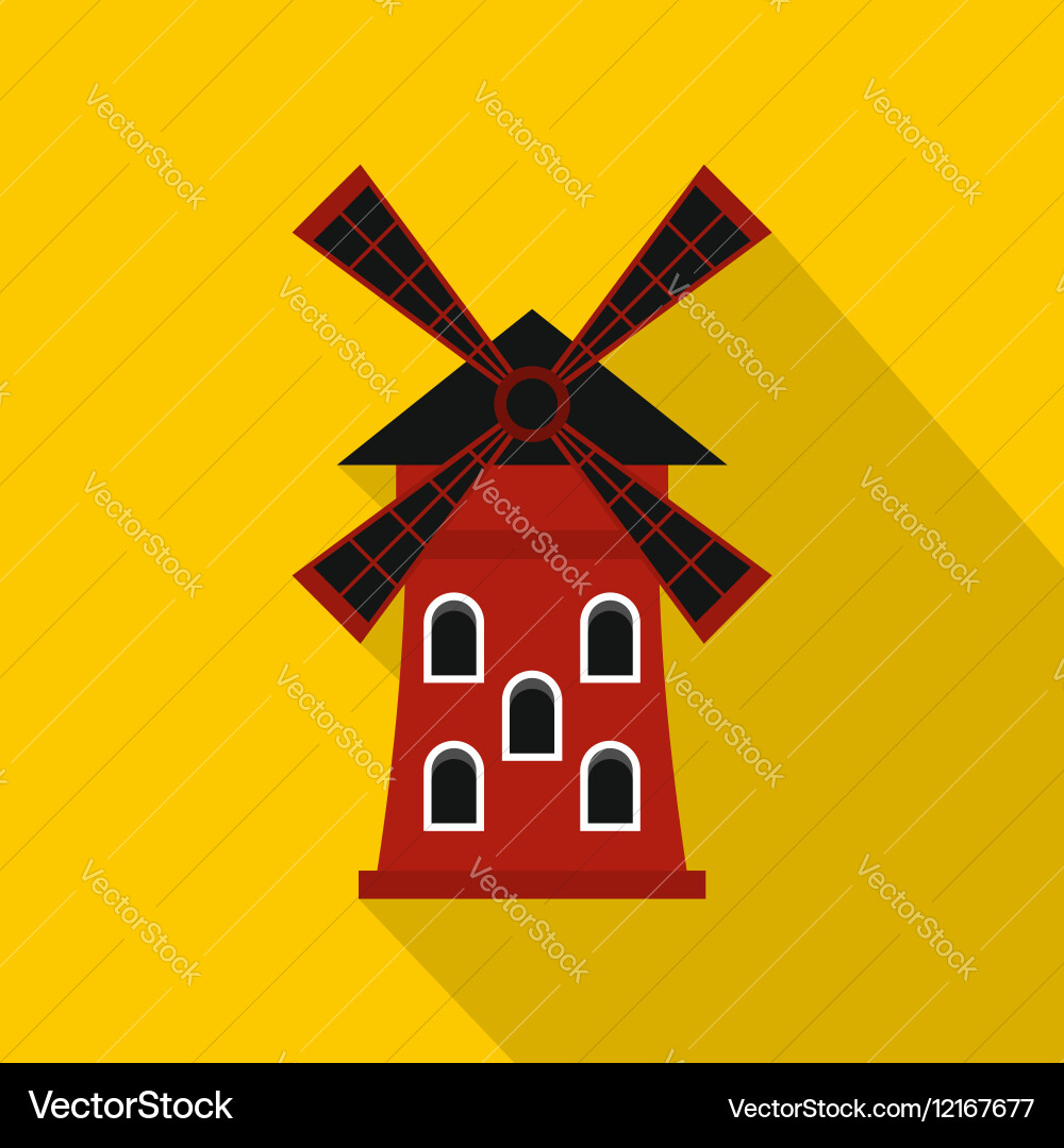 Windmill icon flat style Royalty Free Vector Image