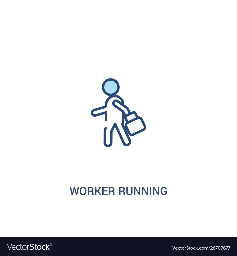 Worker running concept 2 colored icon simple line Vector Image Worker running concept 2 colored icon simple line