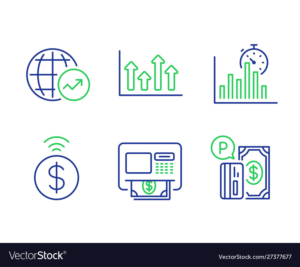 World statistics report timer and upper arrows vector image World statistics report timer and upper arrows