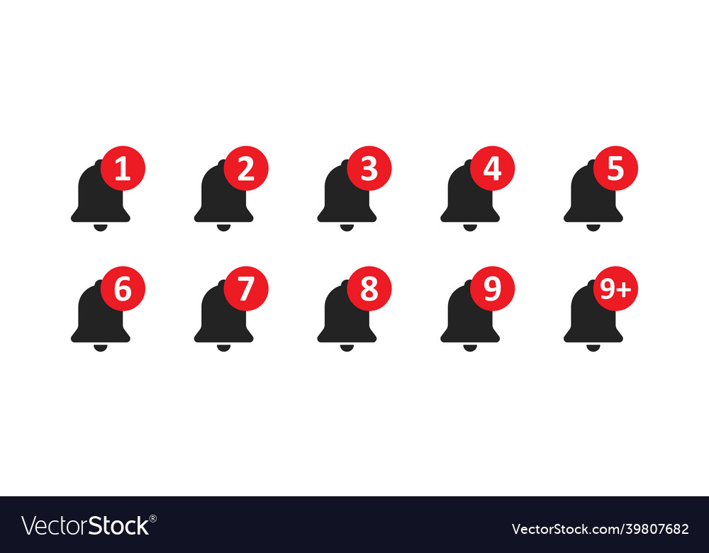 Bell web icon set alert symbol notification vector image Bell web icon set alert symbol notification