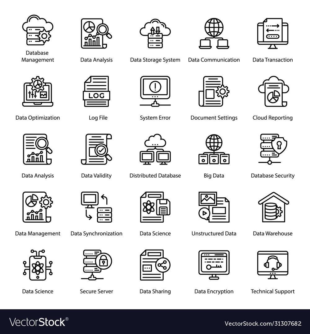 Big data line icons set