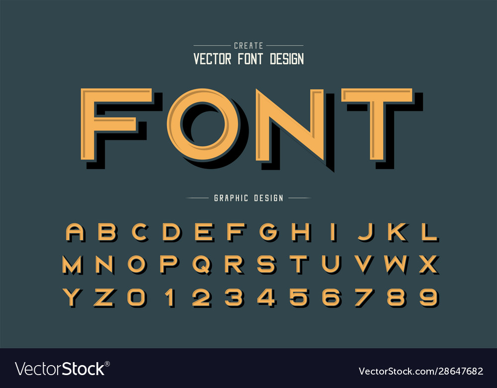 Black shadow font and alphabet bold typeface