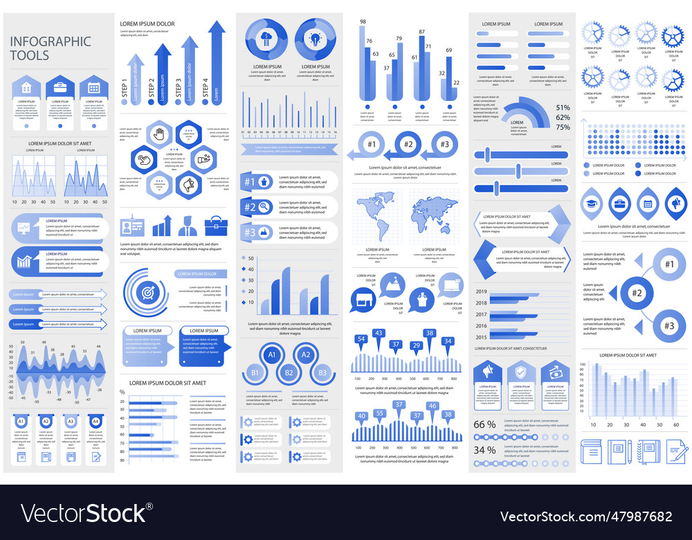 Bundle infographic elements data visualization