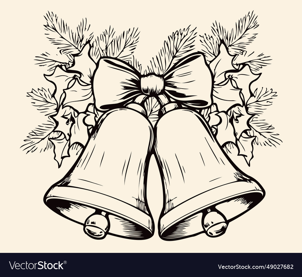 Christmas bells hand drawn sketch symbol Vector Image