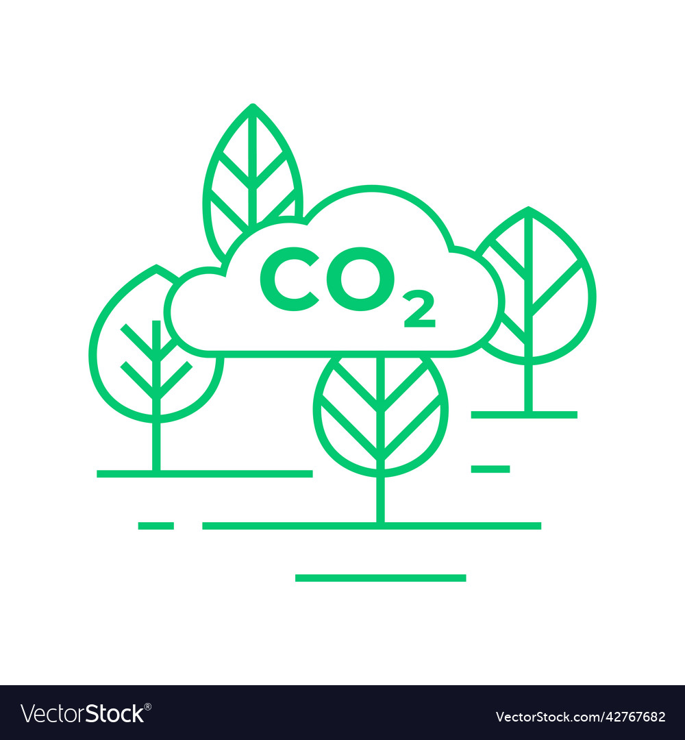 Co2 gas reduction line icon carbon dioxide clouds