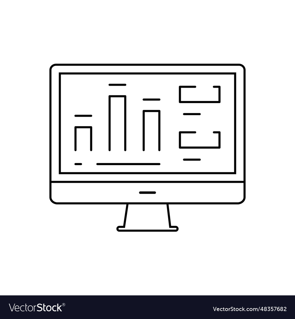 Computer with online statistics and analytics vector image Computer with online statistics and analytics