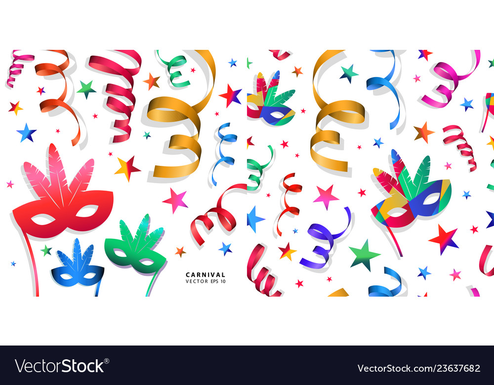 Digital blue red yellow carnival masks vector image Digital blue red yellow carnival masks