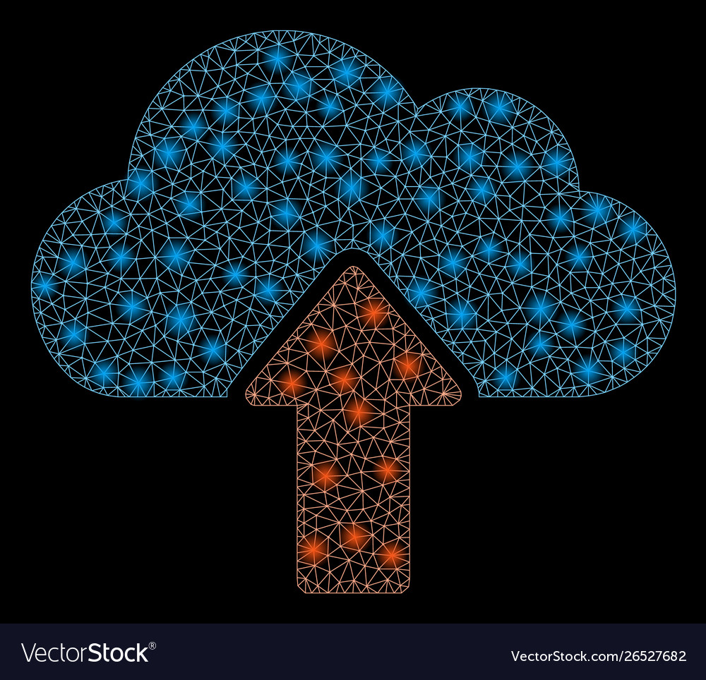 Flare mesh network upload to cloud with vector image Flare mesh network upload to cloud with