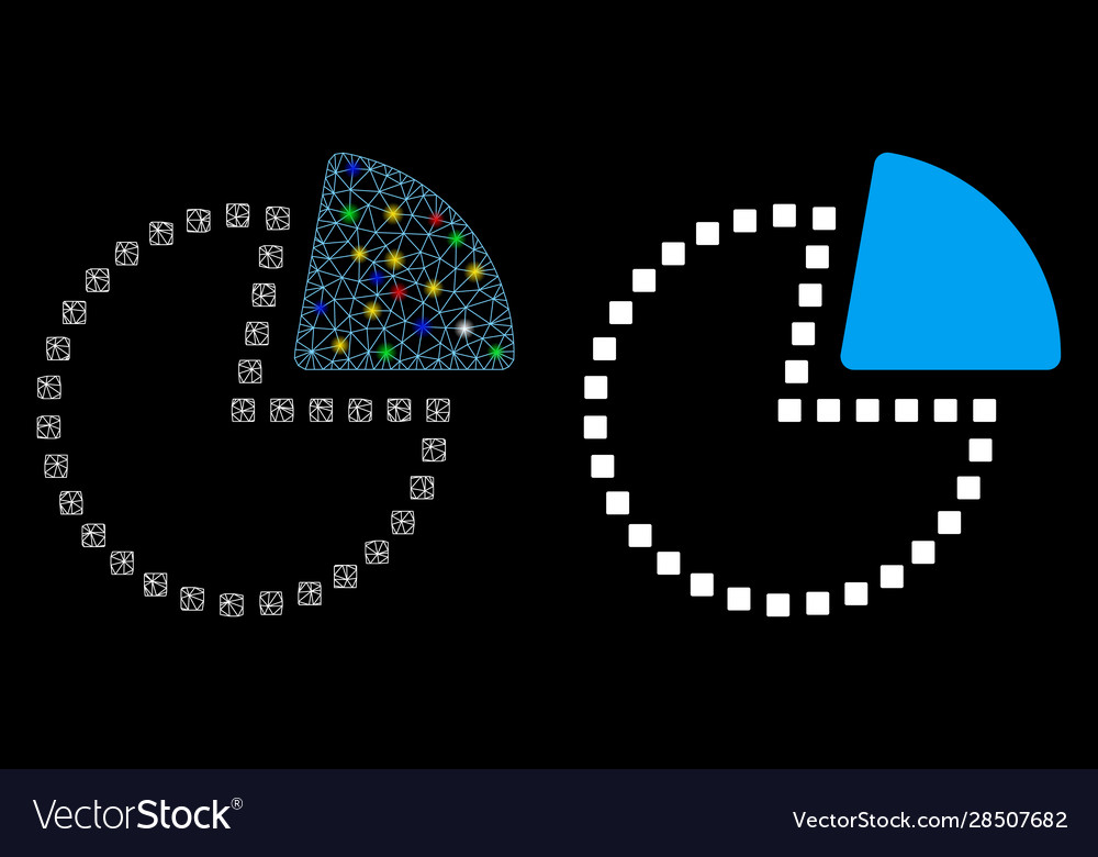 Glossy mesh 2d pie chart icon with flare spots vector image Glossy mesh 2d pie chart icon with flare spots