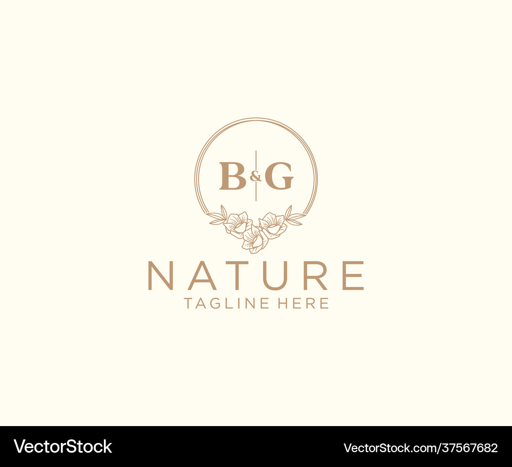 Initial bg letters floral frames botanical Vector Image