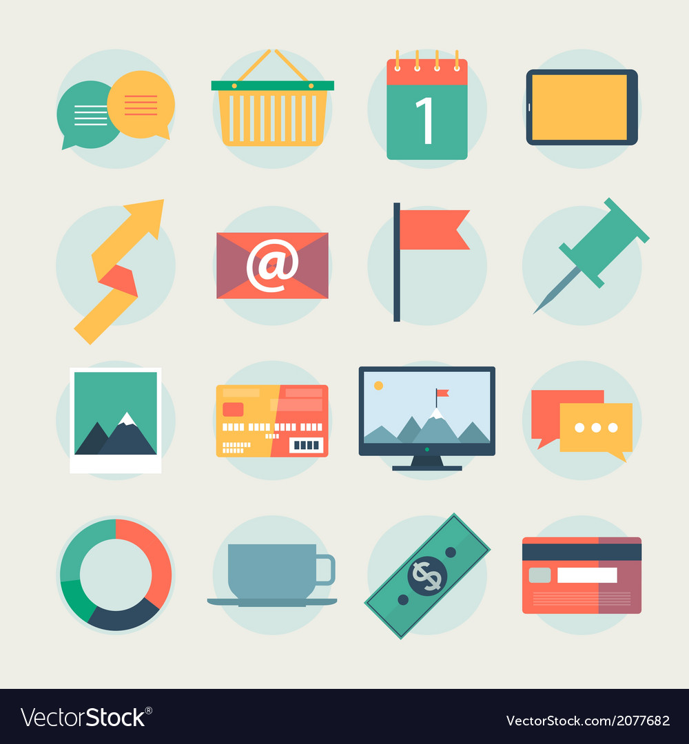 Modern Flat Icons Collection Web Design Objects Vector Image