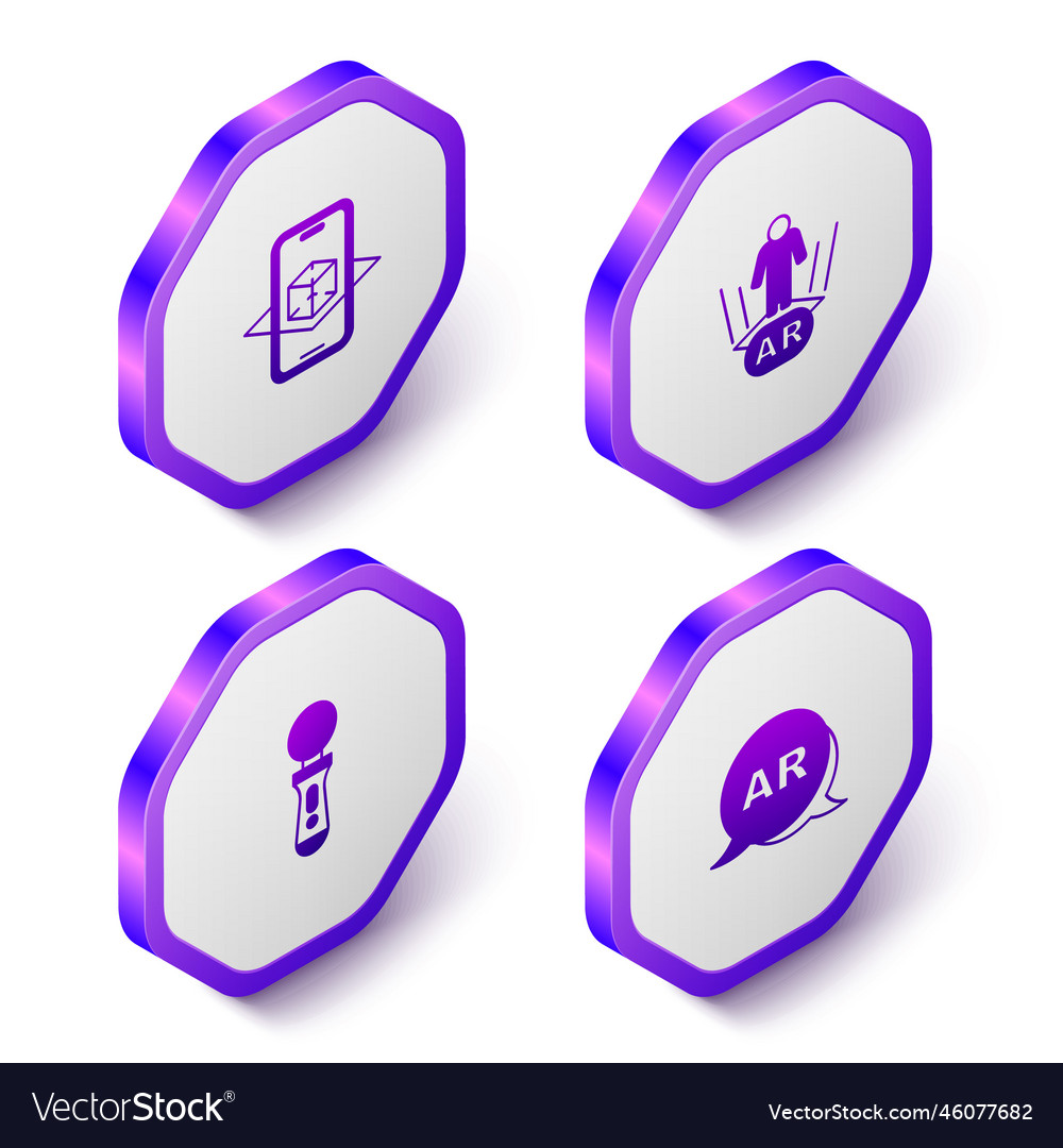 Set isometric 3d modeling augmented reality ar