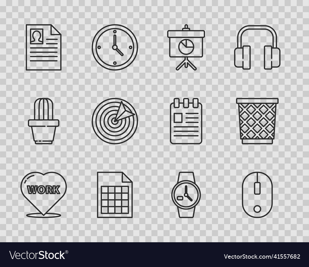 Set line heart with text work computer mouse vector image Set line heart with text work computer mouse