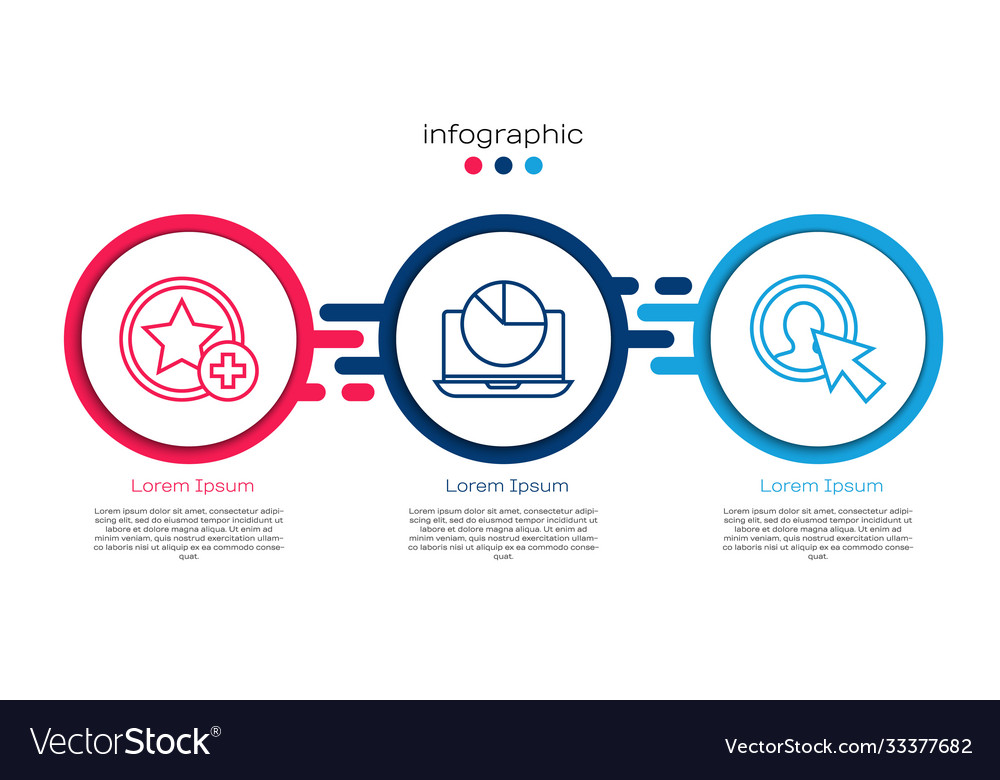 Set line star laptop with graph chart and user vector image Set line star laptop with graph chart and user