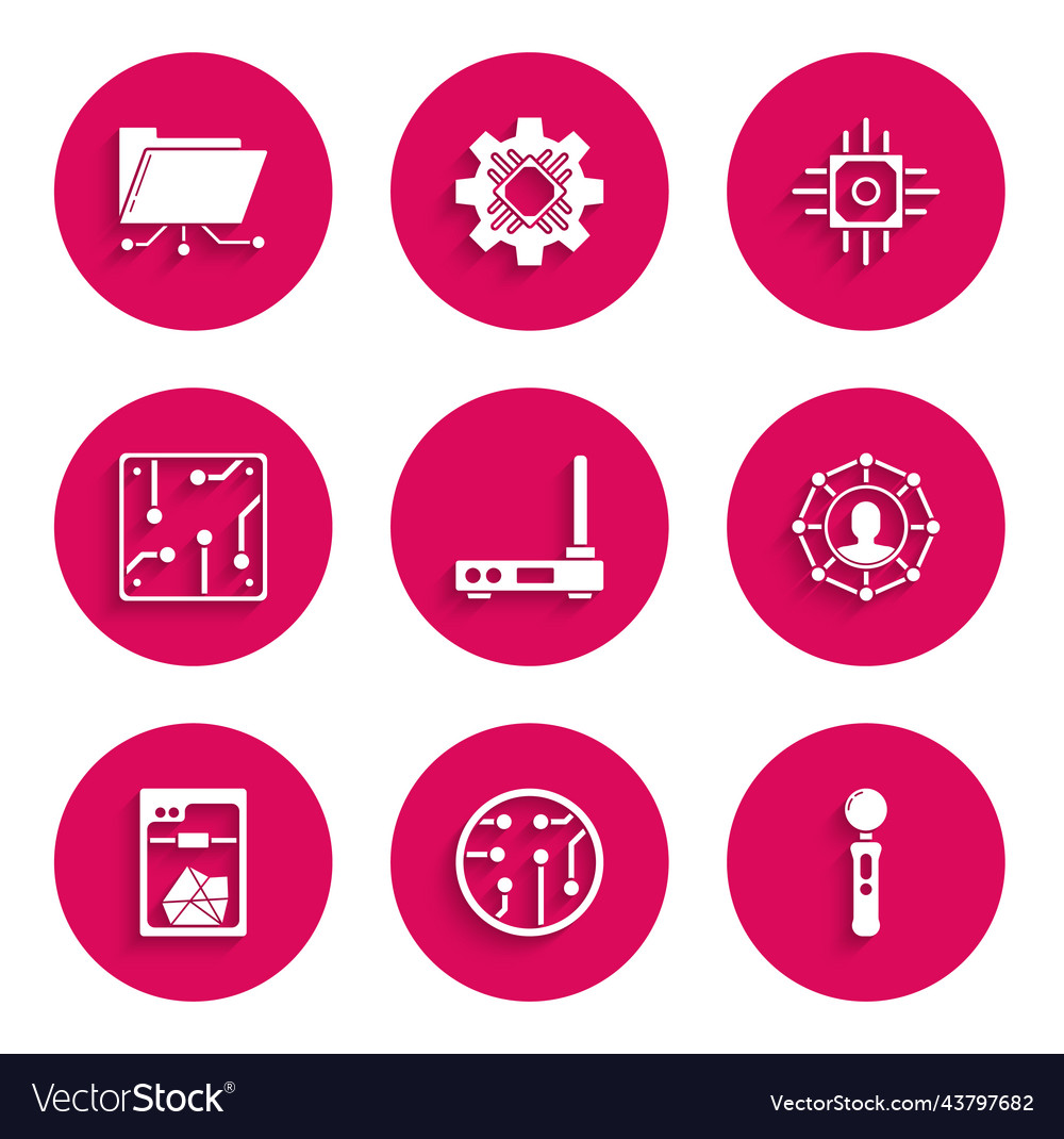 Set router and wi-fi signal processor gamepad vector image Set router and wi-fi signal processor gamepad