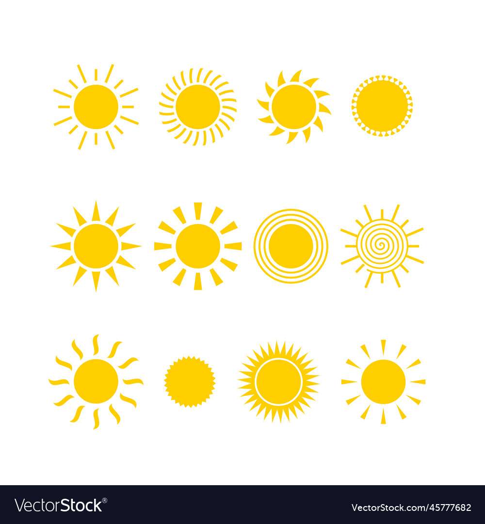 Sun icon set design this design use set of sun Vector Image