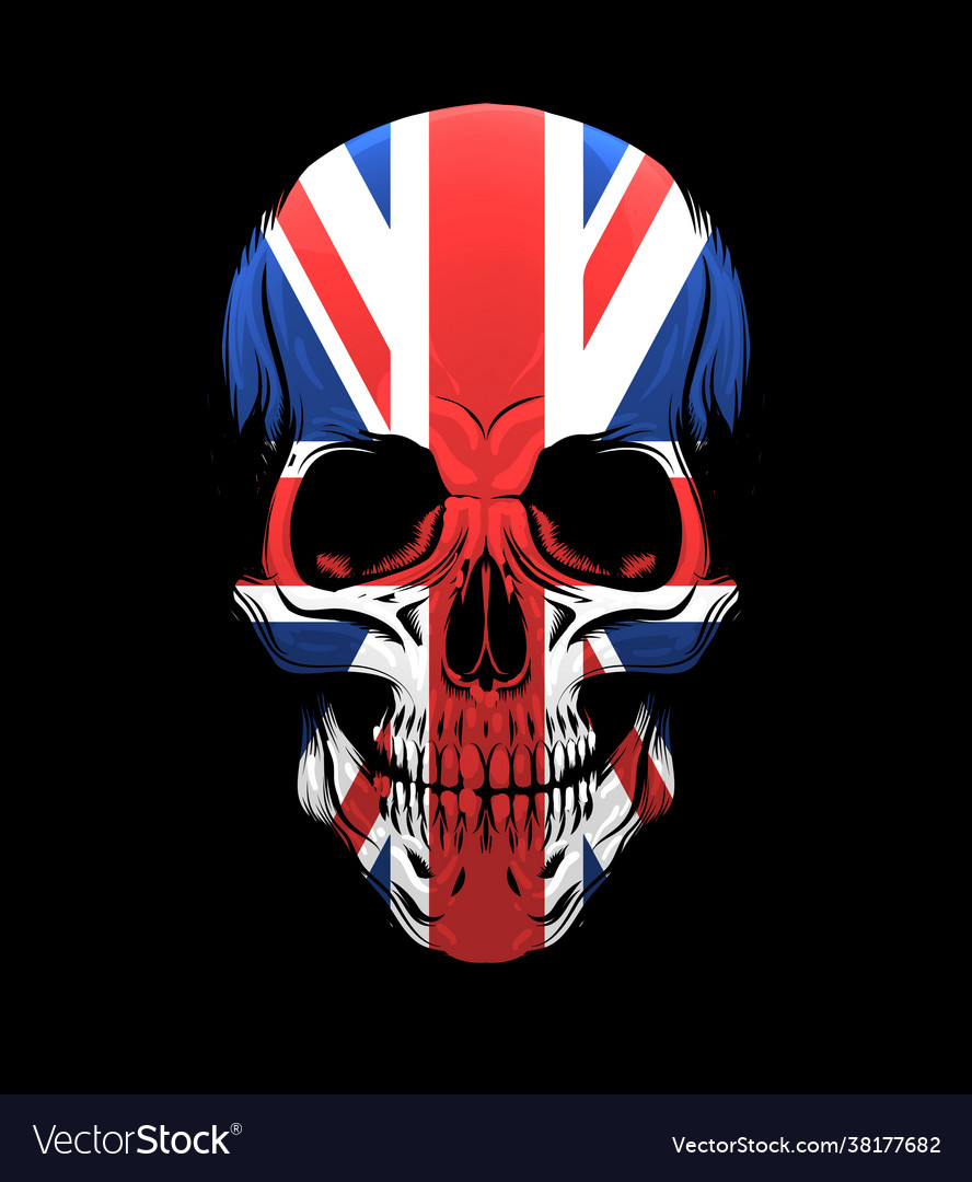 United kingdom flag skull