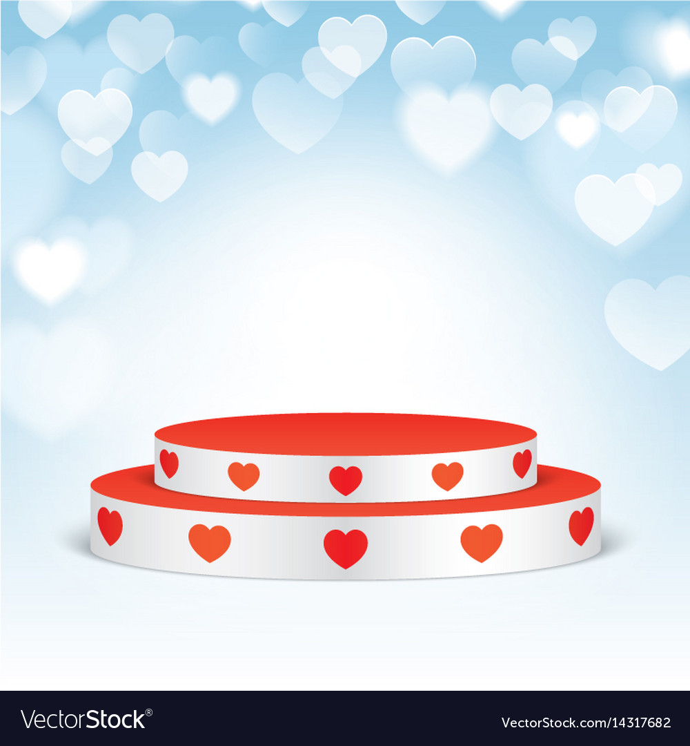 White pedestal with red hearts