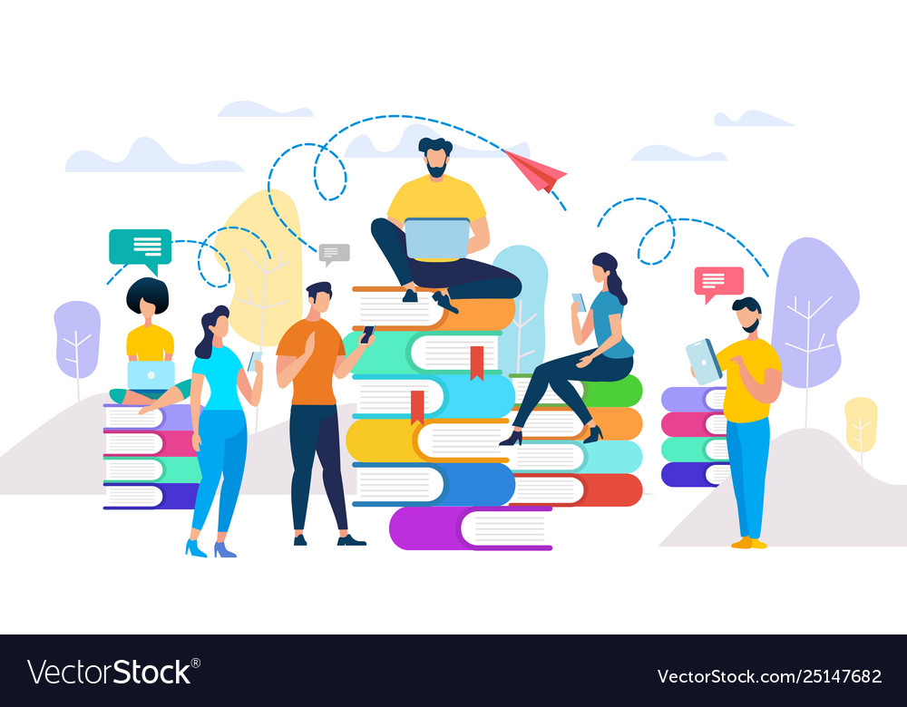 Young people study prepare for exam get knowledge Vector Image