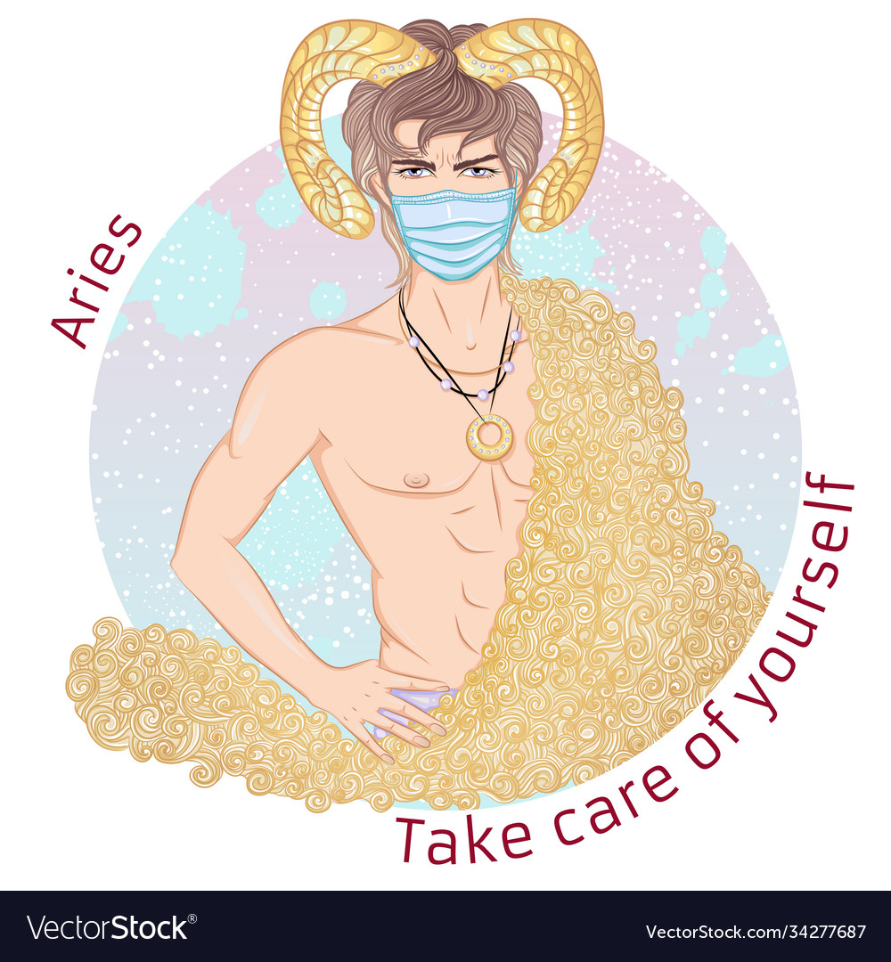 Astrologisches Zeichen aries portrait in mask vector image Astrologisches Zeichen aries portrait in mask
