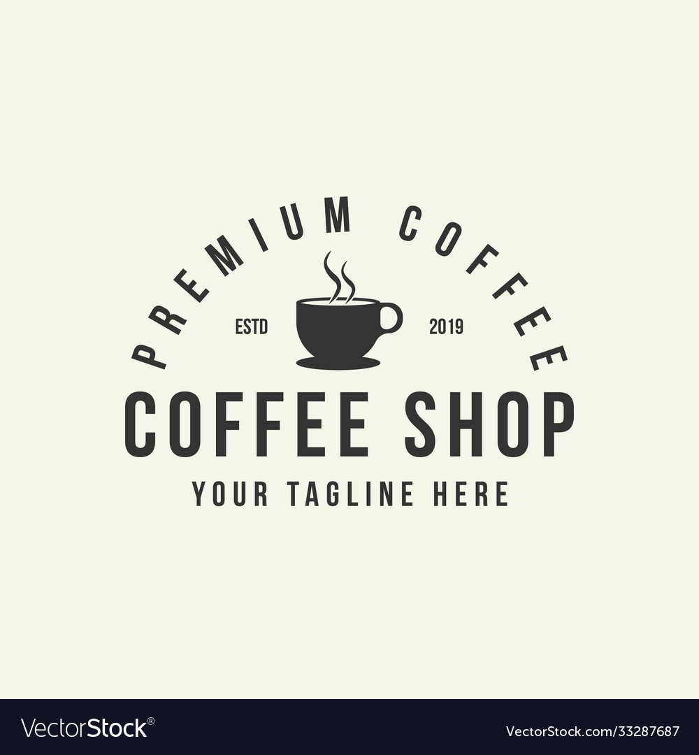 Coffee shop logo design template retro Royalty Free Vector