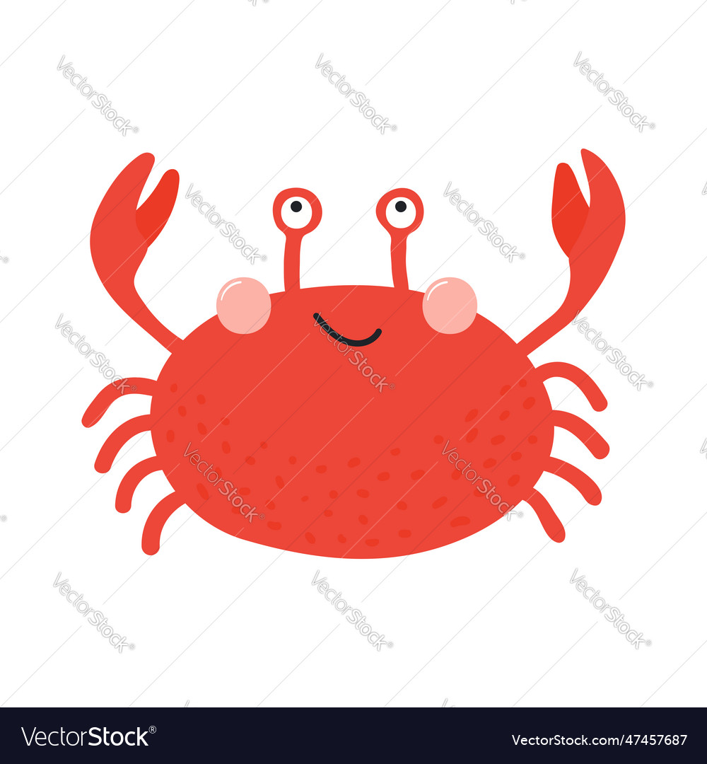 Cute crab hand drawn character Royalty Free Vector Image